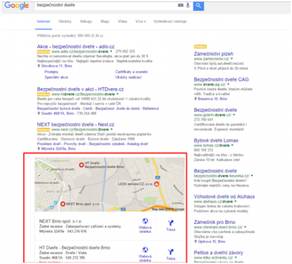 Google my business ve výsledcích vyhledávání